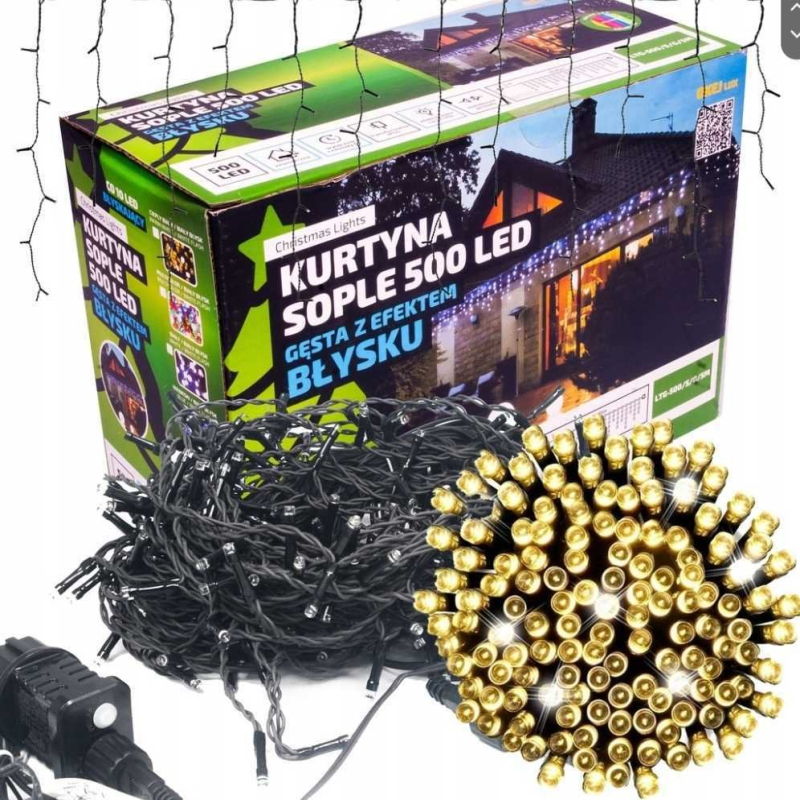 Kurtyna Sopel 500 LED z efektem błysku