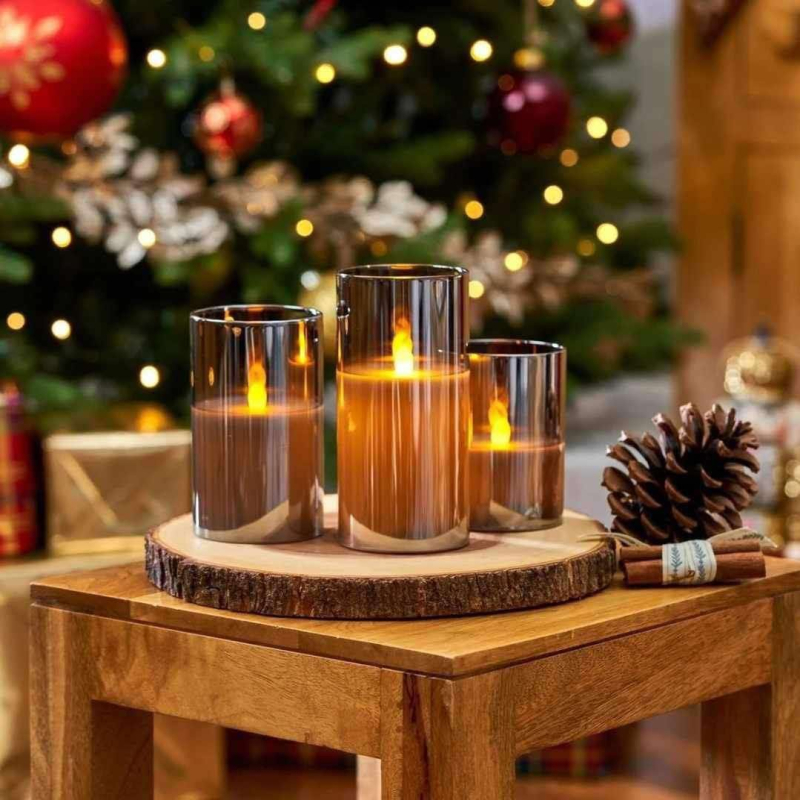 Świece LED Dekoracyjne w Szklanych Lampionach