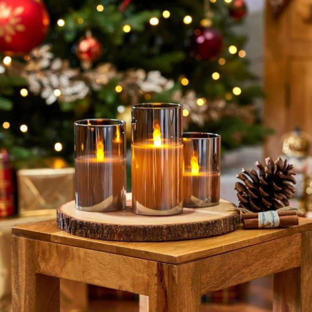 Świece LED Dekoracyjne w Szklanych Lampionach