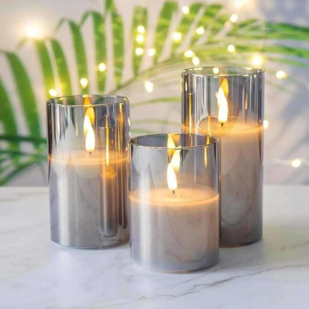 Świece LED Dekoracyjne w Szklanych Lampionach