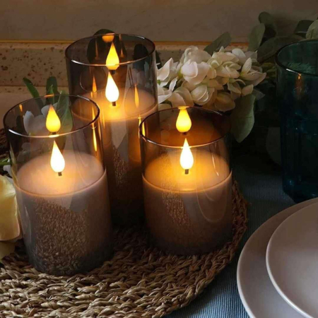 Świece LED Dekoracyjne w Szklanych Lampionach