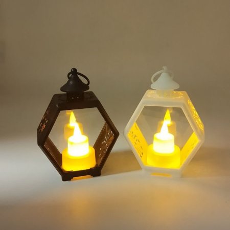 Heksagonalna Latarnia LED z Efektem Świec