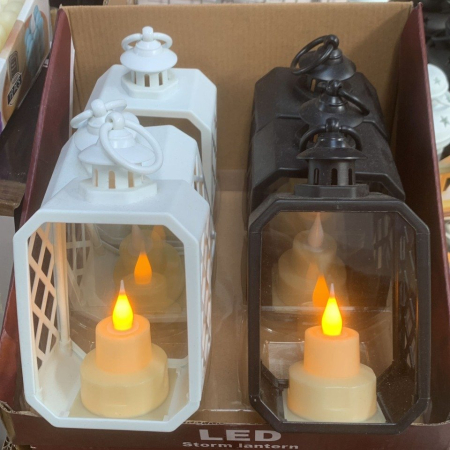 Latarnia LED z Efektem Świecy w Kolorze Białym i Czarnym