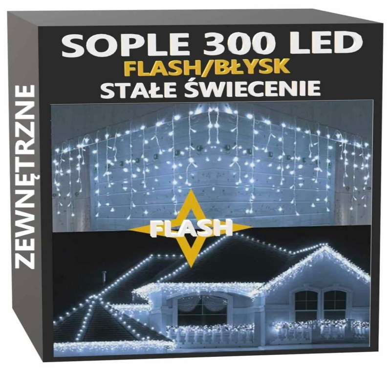Lampki Świąteczne Sopel 300 LED - Zewnętrzne