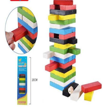 Kolorowa Drewniana Wieża - Gra dla Dzieci i Dorosłych