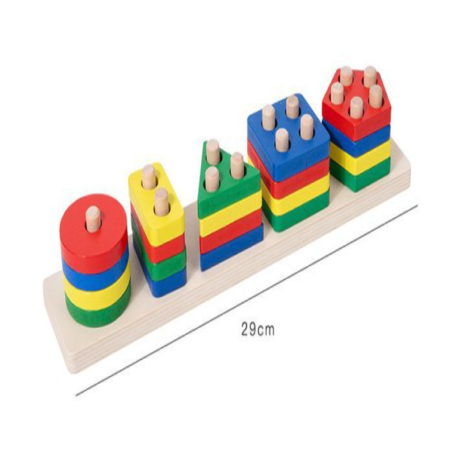 Drewniana Układanka Geometryczna - Kolorowe Kształty