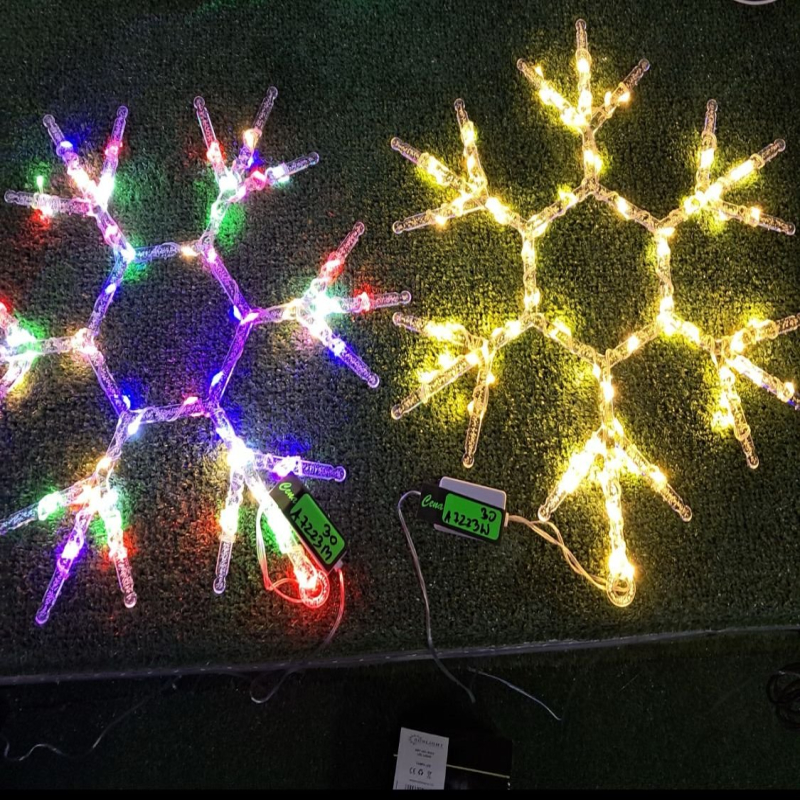 Dekoracyjna Śnieżynka LED Wielokolorowa i Ciepła Biała